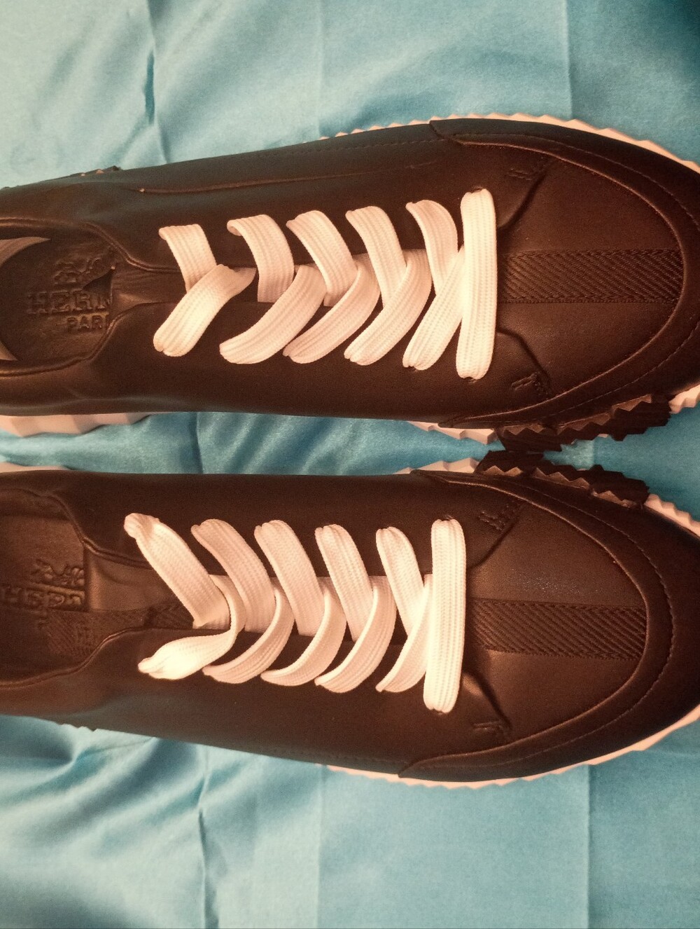 Hermes Black Bouncing Sneakers with White Trim and Laces